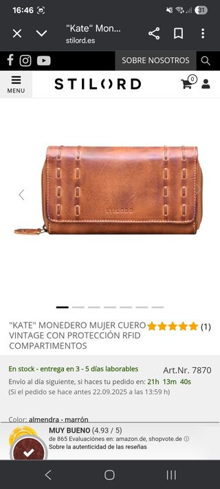 Monedero STILORD Kate Piel Mujer Vintage 