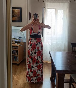 Vestido largo flores evento fiesta