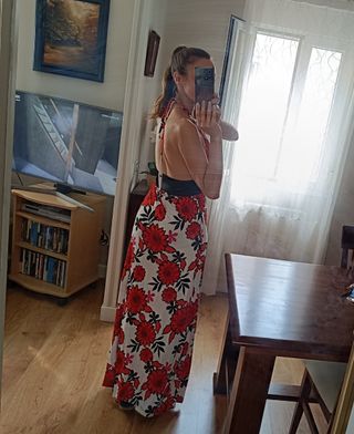 Vestido largo flores evento fiesta