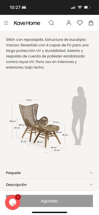Sillón KaveHome Zabel gris con reposapiés (pareja)
