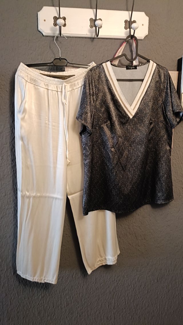 Conjunto satén blanco y negro