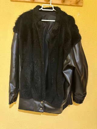 URGE!! Chaqueta mujer visón sintético y cuero