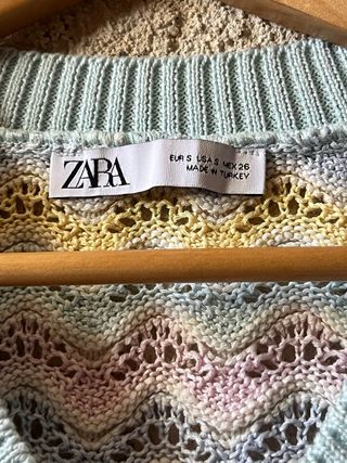 Chaleco Zara Crochet Talla S Pastel
