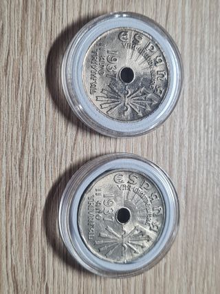 Monedas 25 céntimos España 1937