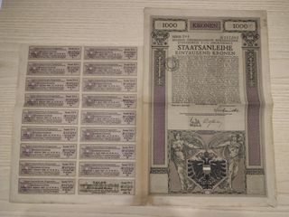 Obbligazione di Stato Austria 1000 Kronen 1917