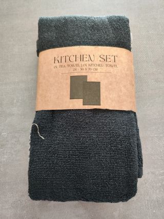 Set cucina 2 asciugamani grigi