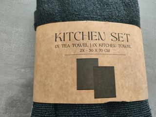 Set cucina 2 asciugamani grigi