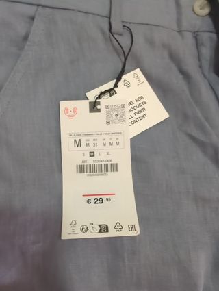 Pantalón corto hombre Zara Lino Azul Talla M