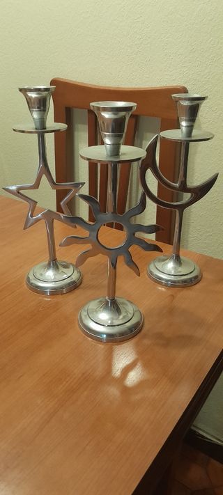 Set di 3 candelieri in metallo