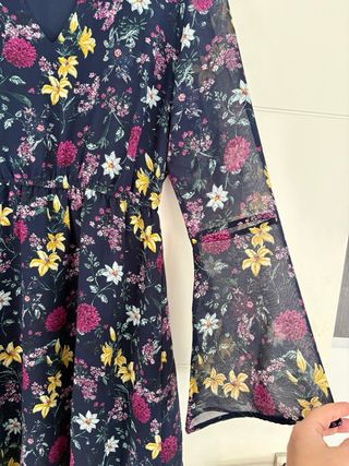 Vestido H&M floral azul manga larga