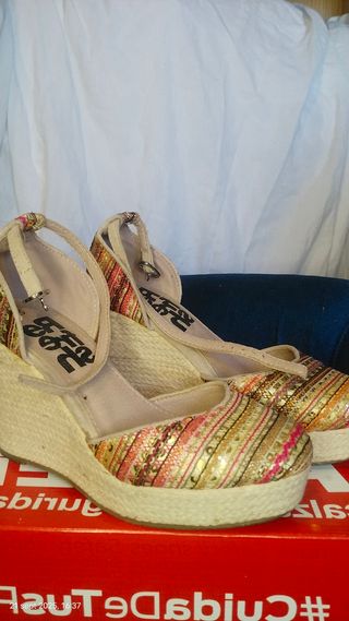 Sandalias plataforma mujer beige/multicolor talla 