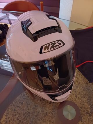 Casco Moto NZI Blanco + Soporte Móvil