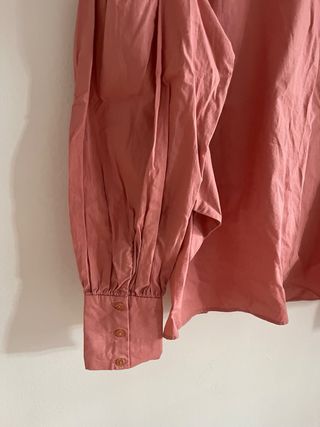 Camisa Zara manga larga volantes rosa
