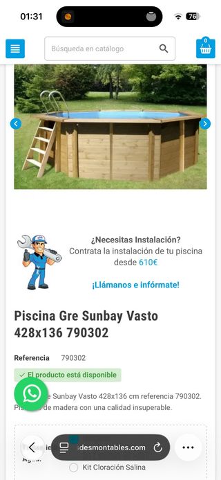 Piscina elevada Teka circular. 4,60 m diámetro