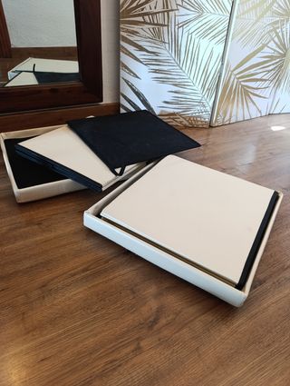 2 Puff Baúl Almacenaje Plegable Beige