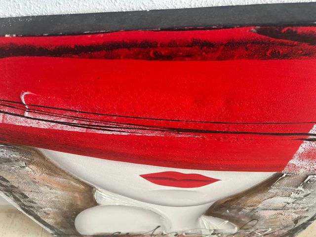 Cuadro Óleo Mujer con Sombrero Rojo