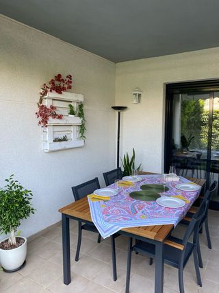 Conjunto jardín madera y aluminio