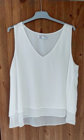 Camisa Zara volantes blanca Talla M