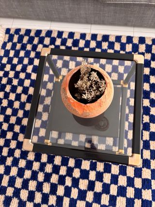 Mesa de centro vintage cristal y metal