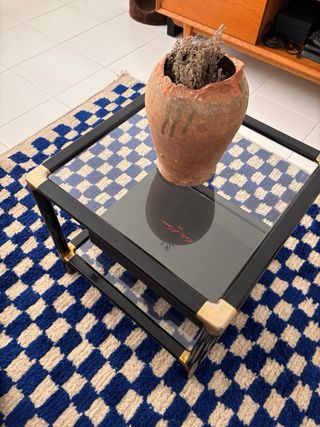 Mesa de centro vintage cristal y metal