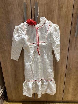 Traje Chulapa Niña Blanco y Puntos, hecho a mano