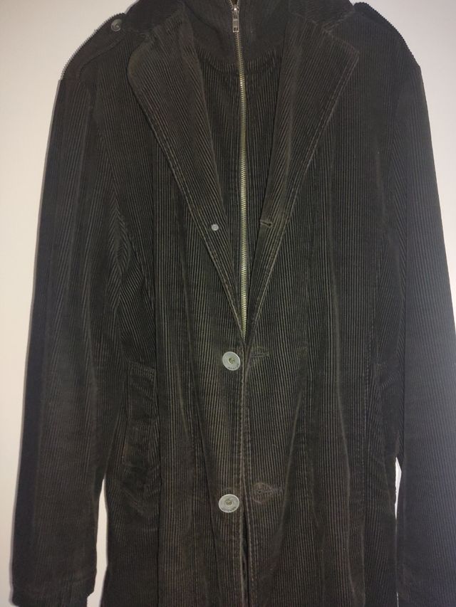 Jack & Jones Parka negra de pana 3/4