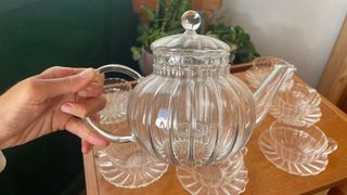 Juego de té de cristal con 6 tazas