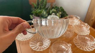 Juego de té de cristal con 6 tazas