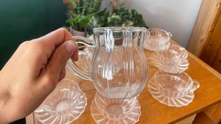 Juego de té de cristal con 6 tazas