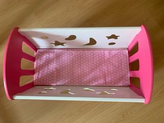 Cuna Mecedora para Muñecas Rosa