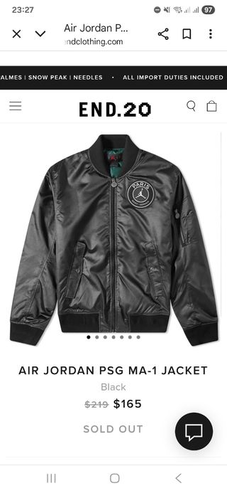 Bomber Jordan PSG Paris Saint-Germain Negra