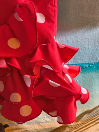 Traje de Flamenca Rojo con Lunares Blancos