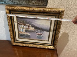Pintura Original Paisaje Montañoso con Marco Dorad