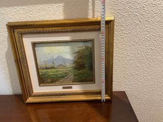 Pintura Original Paisaje Montañoso con Marco Dorad