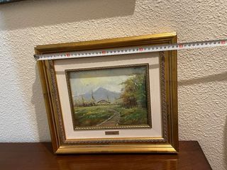 Pintura Original Paisaje Montañoso con Marco Dorad