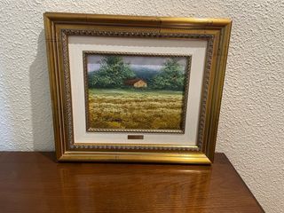 Pintura Original Paisaje Montañoso con Marco Dorad
