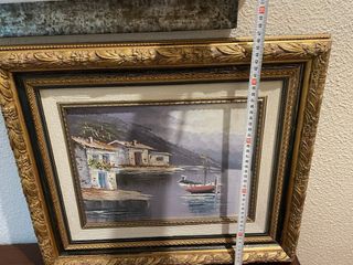 Pintura Original Paisaje Montañoso con Marco Dorad
