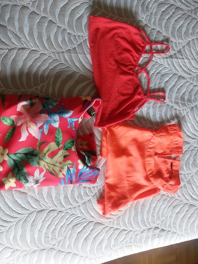 Pack 3 Tops: Naranja, Estampado y Liso