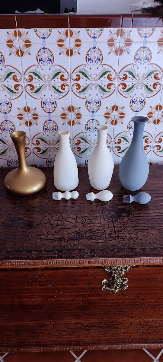 4 jarrones de cristal para decoración