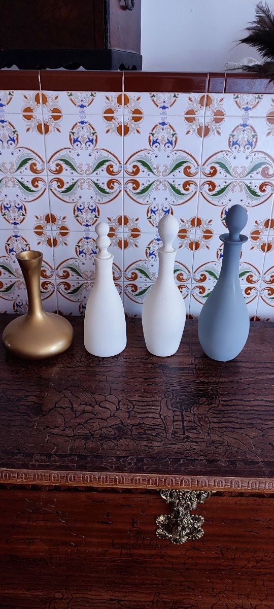 4 jarrones de cristal para decoración