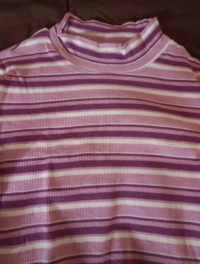 Crop top de rayas manga larga