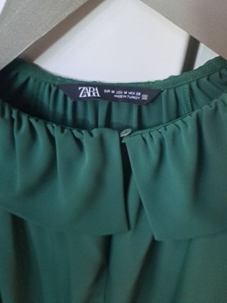 Blusa Zara Verde Talla M Cuello Bebé
