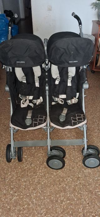 Carrito Gemelar Maclaren Negro