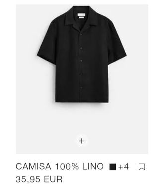Camisa Zara 100% Lino Negra