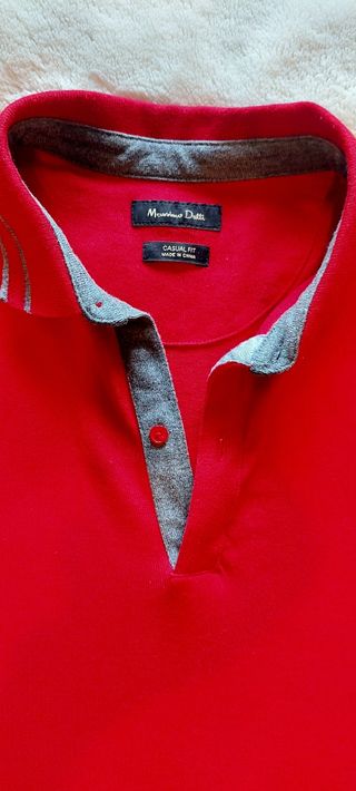 Polo Massimo Dutti Hombre Manga Larga Rojo