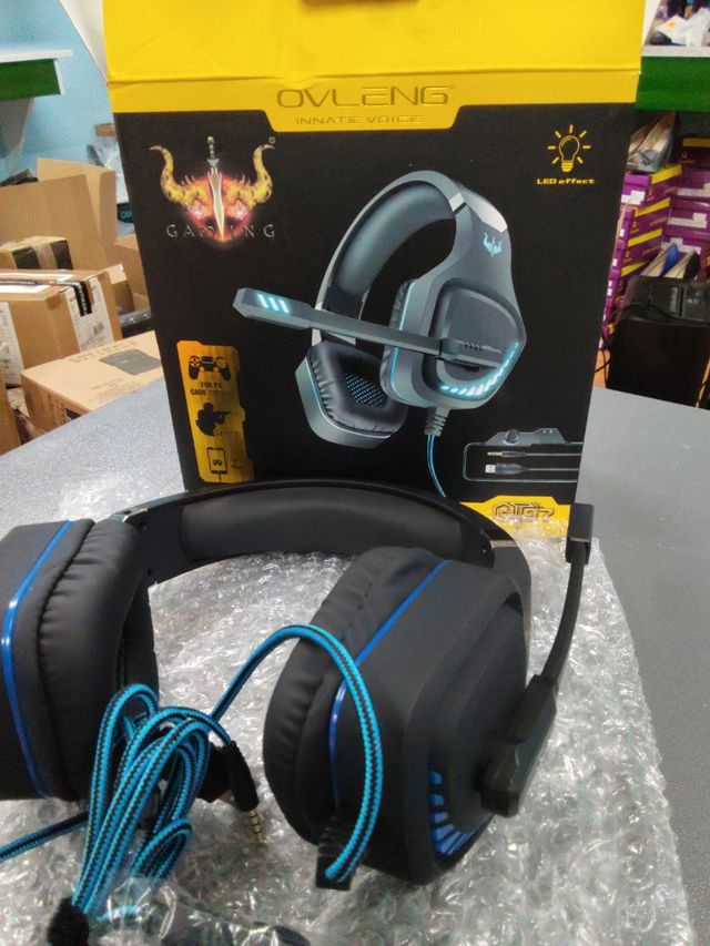 Cascos Gaming OVLENG Negro y Azul