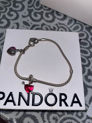 Pulsera Pandora Corazón Rosa y Plata
