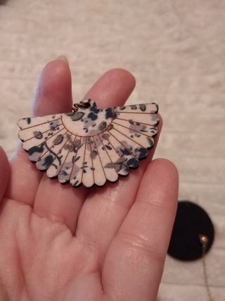 Pendientes de flamenca abanico beige y multicolor