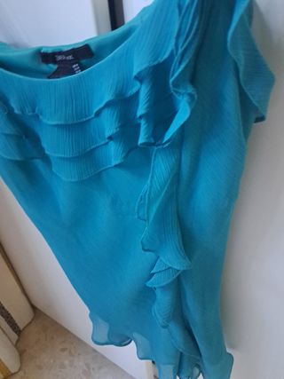 Top Zara tirantes verde con volantes T-M