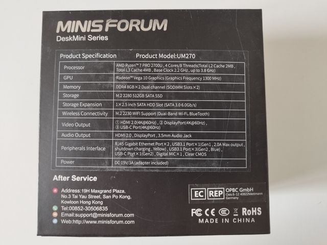 MinisForum Mini PC AMD Ryzen 7 PRO 2700U